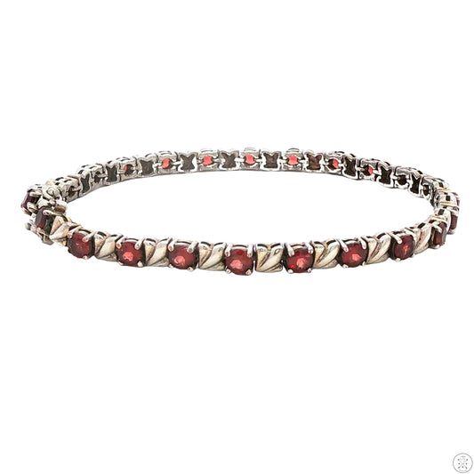 Sterling Silver Tennis Bracelet 8.25 Inch 8 ctw Natural Spessartine Garnet