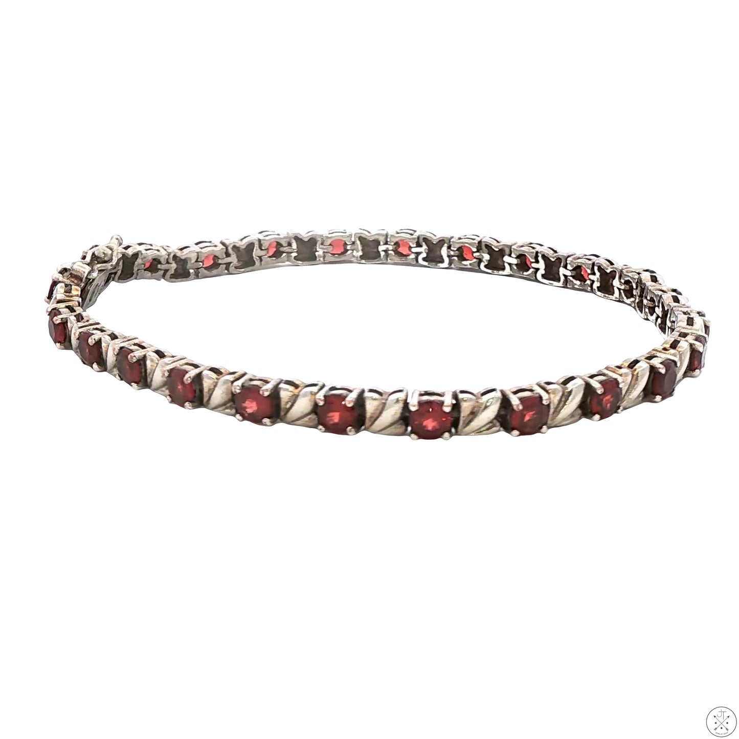 Sterling Silver Tennis Bracelet 8.25 Inch 8 ctw Natural Spessartine Garnet