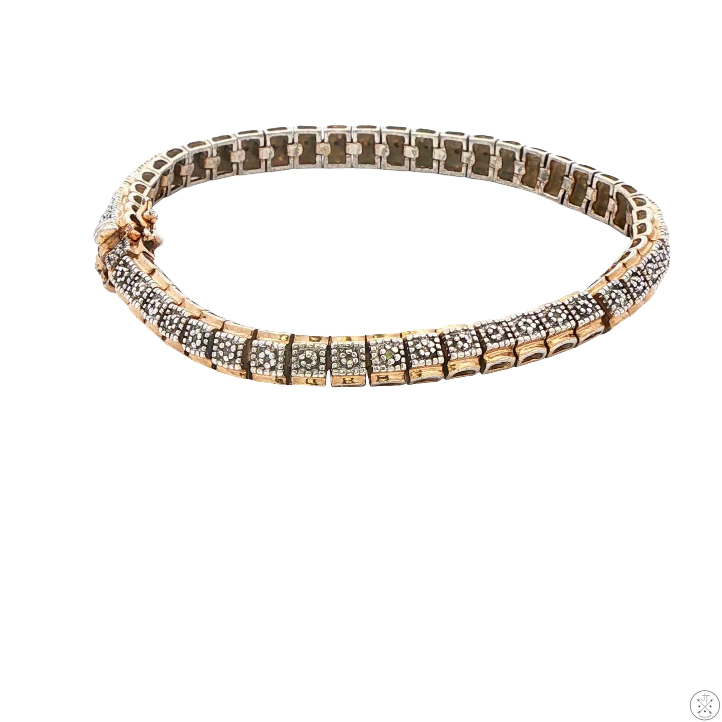 Sterling Silver Tennis Bracelet 7.5 Inch 1/3 ctw Natural Diamonds Gold Tone