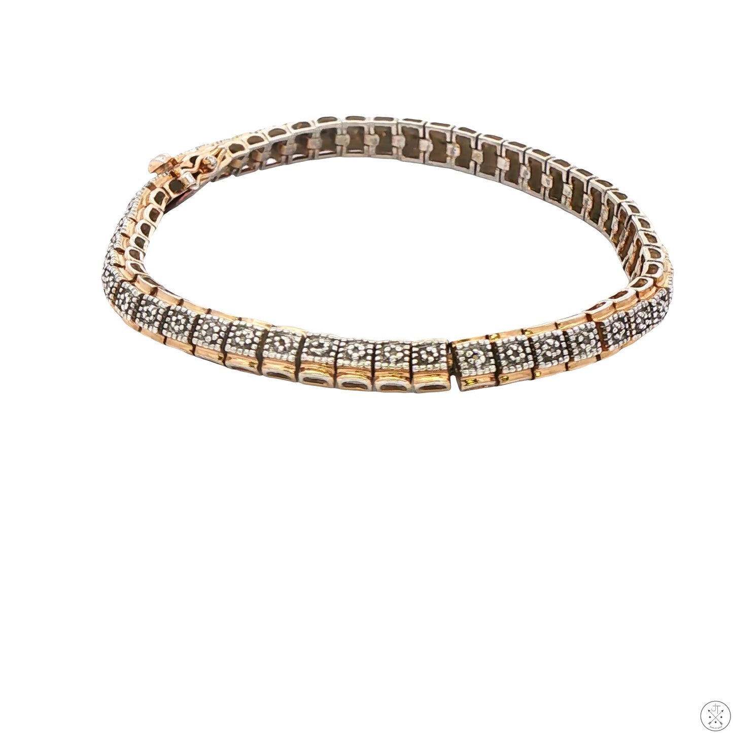 Sterling Silver Tennis Bracelet 7.5 Inch 1/3 ctw Natural Diamonds Gold Tone