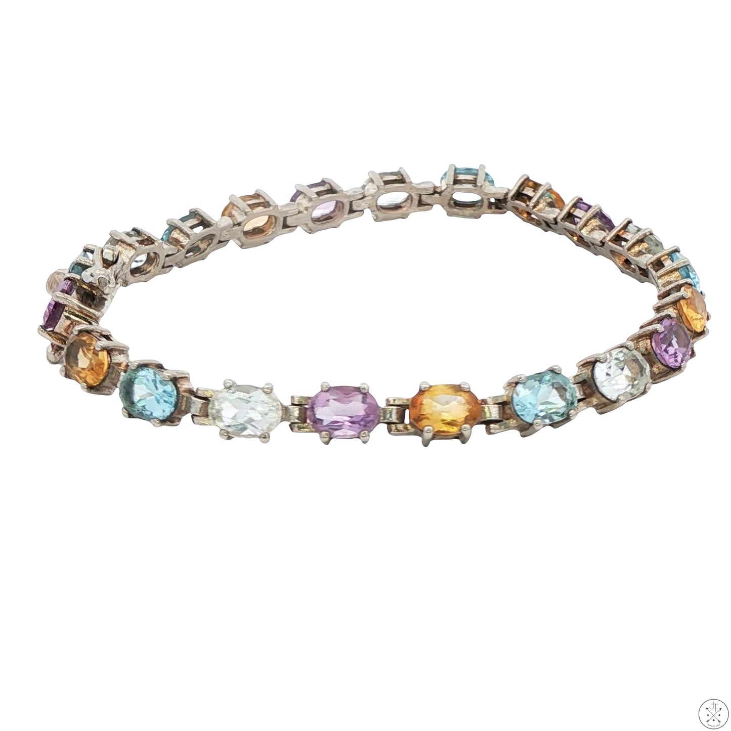 Sterling Silver Tennis Bracelet 8 inch Topaz Amethyst Citrine White Sapphire