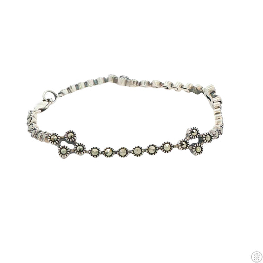Sterling Silver Tennis Style Bracelet 7 Inch with Marcasite