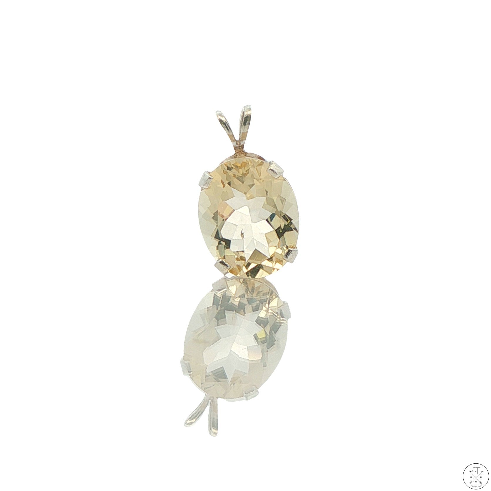 Vintage Sterling Silver Solitaire Pendant 3.5 Carat Natural Bytownite Oval Drop