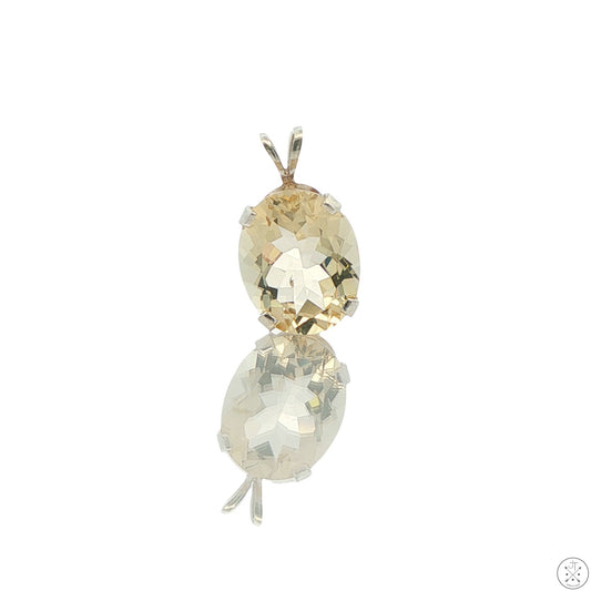 Vintage Sterling Silver Solitaire Pendant 3.5 Carat Natural Bytownite Oval Drop