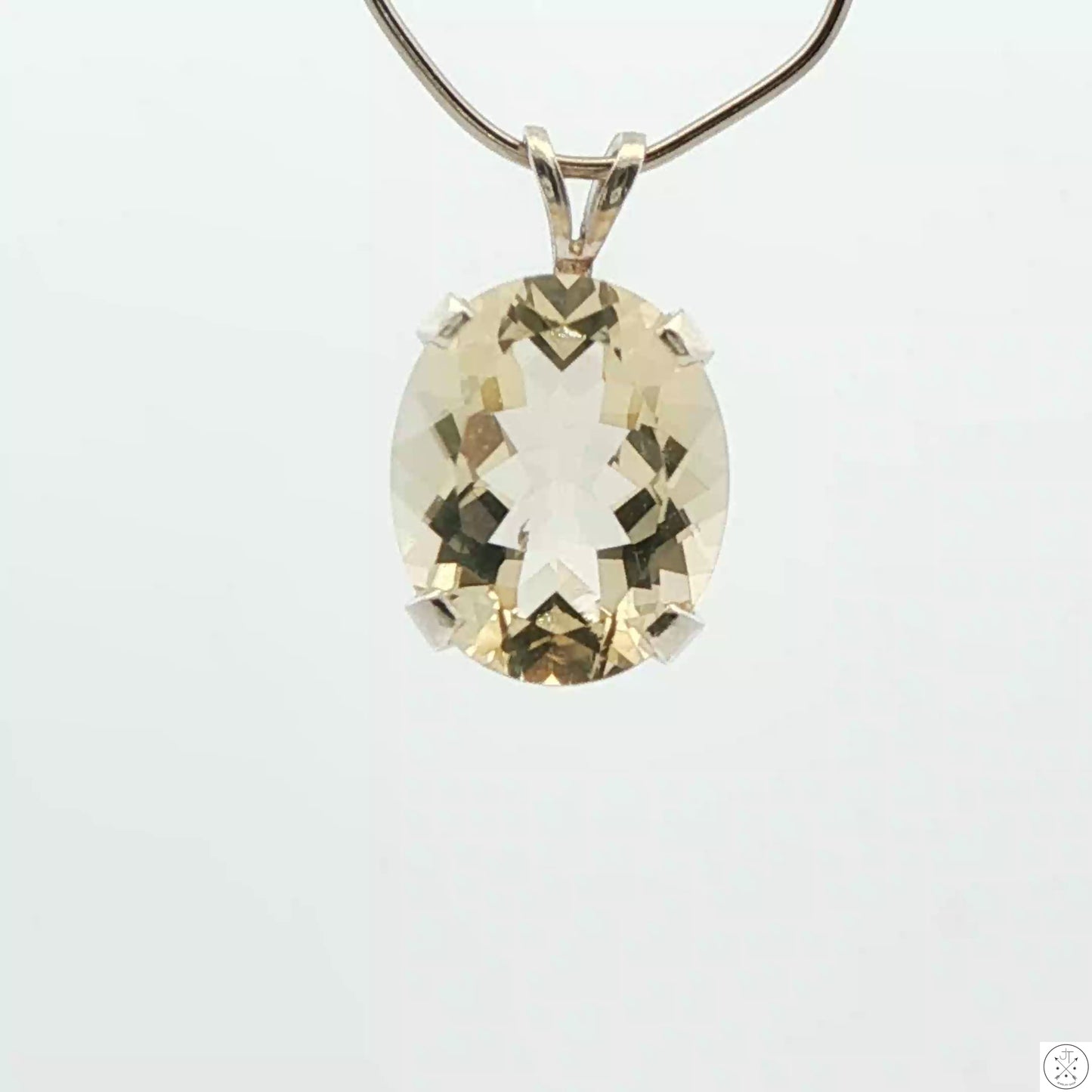 Vintage Sterling Silver Solitaire Pendant 3.5 Carat Natural Bytownite Oval Drop