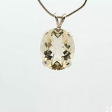 Vintage Sterling Silver Solitaire Pendant 3.5 Carat Natural Bytownite Oval Drop