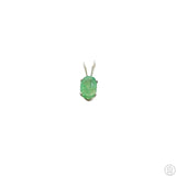 Vintage Sterling Silver Solitaire Pendant .37 Carat Natural Emerald Oval Drop