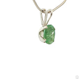 Vintage Sterling Silver Solitaire Pendant .37 Carat Natural Emerald Oval Drop