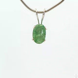 Vintage Sterling Silver Solitaire Pendant .37 Carat Natural Emerald Oval Drop