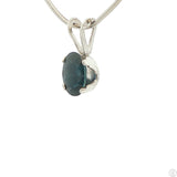 Vintage Sterling Silver Solitaire Pendant .53 Carat Natural Sapphire Oval Drop