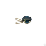 Vintage Sterling Silver Solitaire Pendant .53 Carat Natural Sapphire Oval Drop