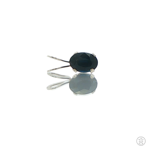 Vintage Sterling Silver Solitaire Pendant .53 Carat Natural Sapphire Oval Drop