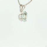 Vintage Sterling Silver Solitaire Pendant .62 Carat Natural Aquamarine Oval Drop