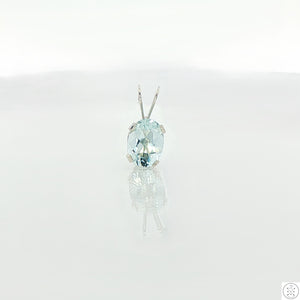 Vintage Sterling Silver Solitaire Pendant .62 Carat Natural Aquamarine Oval Drop
