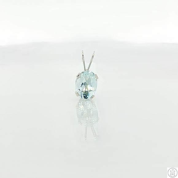 Vintage Sterling Silver Solitaire Pendant .62 Carat Natural Aquamarine Oval Drop