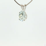 Vintage Sterling Silver Solitaire Pendant .62 Carat Natural Aquamarine Oval Drop