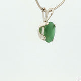 Vintage Sterling Silver Solitaire Pendant .68 Carat Natural Emerald Oval Drop
