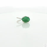 Vintage Sterling Silver Solitaire Pendant .68 Carat Natural Emerald Oval Drop