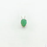 Vintage Sterling Silver Solitaire Pendant .68 Carat Natural Emerald Oval Drop