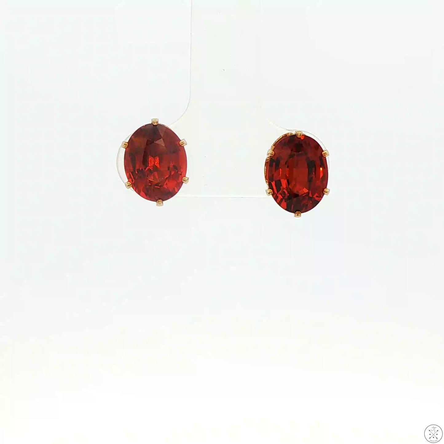 Vintage 14k Gold Filled Stud Earrings with 4.67 ctw Natural Spessartine 9x7 mm