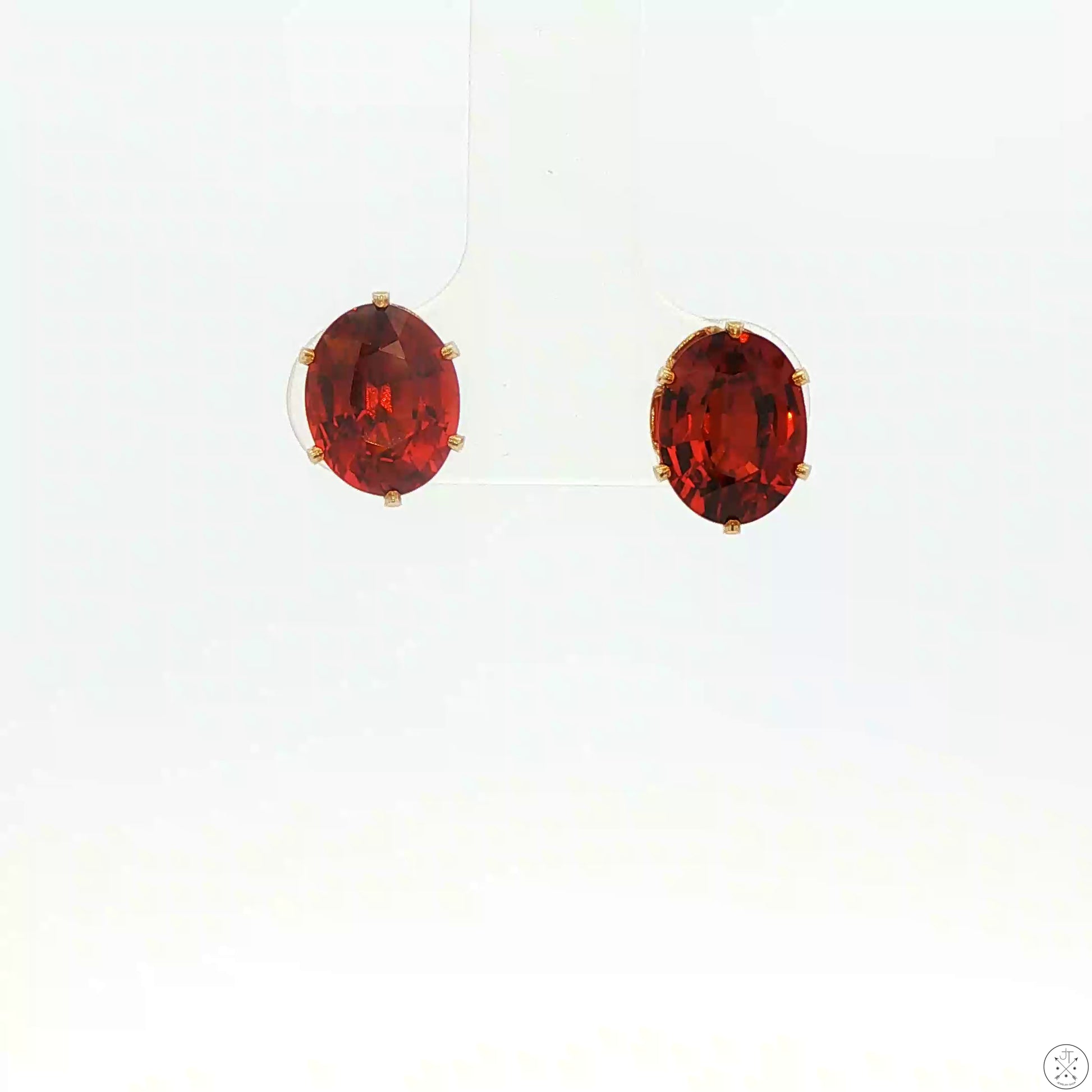 Vintage 14k Gold Filled Stud Earrings with 4.67 ctw Natural Spessartine 9x7 mm