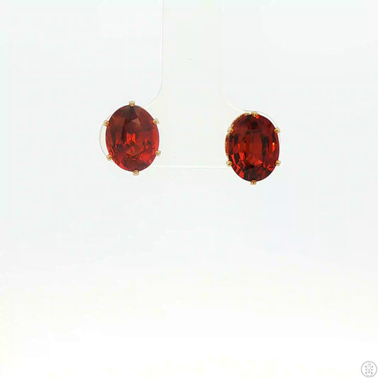 Vintage 14k Gold Filled Stud Earrings with 4.67 ctw Natural Spessartine 9x7 mm