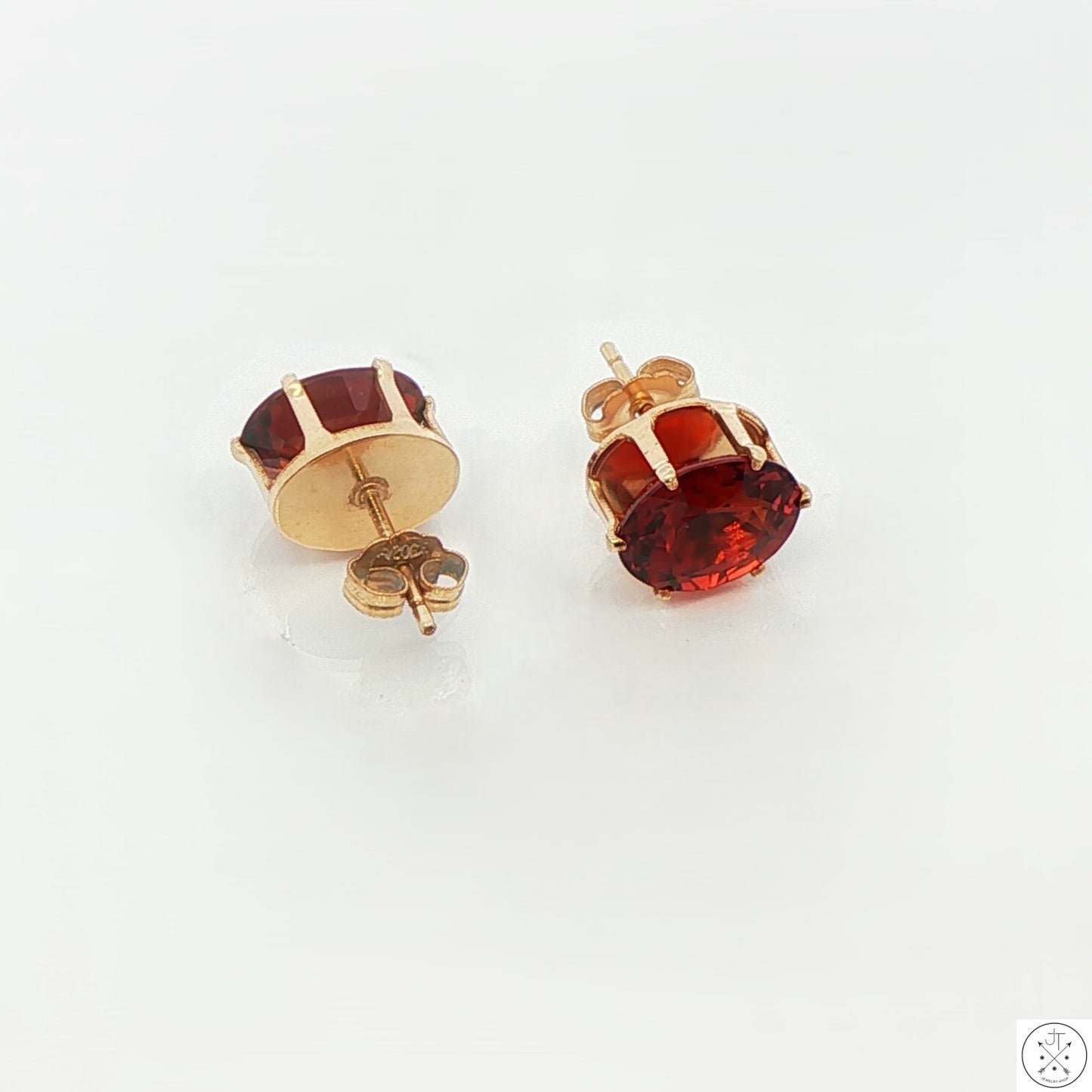 Vintage 14k Gold Filled Stud Earrings with 4.67 ctw Natural Spessartine 9x7 mm
