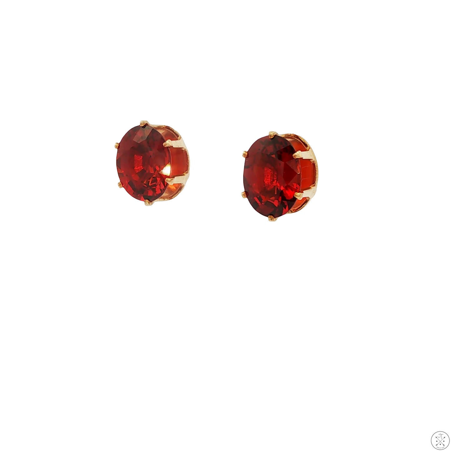 Vintage 14k Gold Filled Stud Earrings with 4.67 ctw Natural Spessartine 9x7 mm