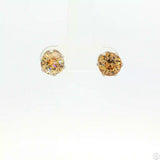 Vintage Sterling Silver Stud Earrings with 4.22 ctw lab created YAG Garnet Yellow