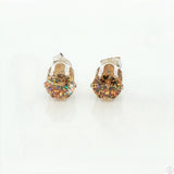 Vintage Sterling Silver Stud Earrings with 4.22 ctw lab created YAG Garnet Yellow