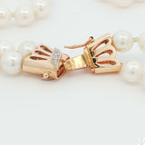 Vintage 14k Yellow Gold 8 Inch Pearl Bracelet 2-Row Natural Diamonds