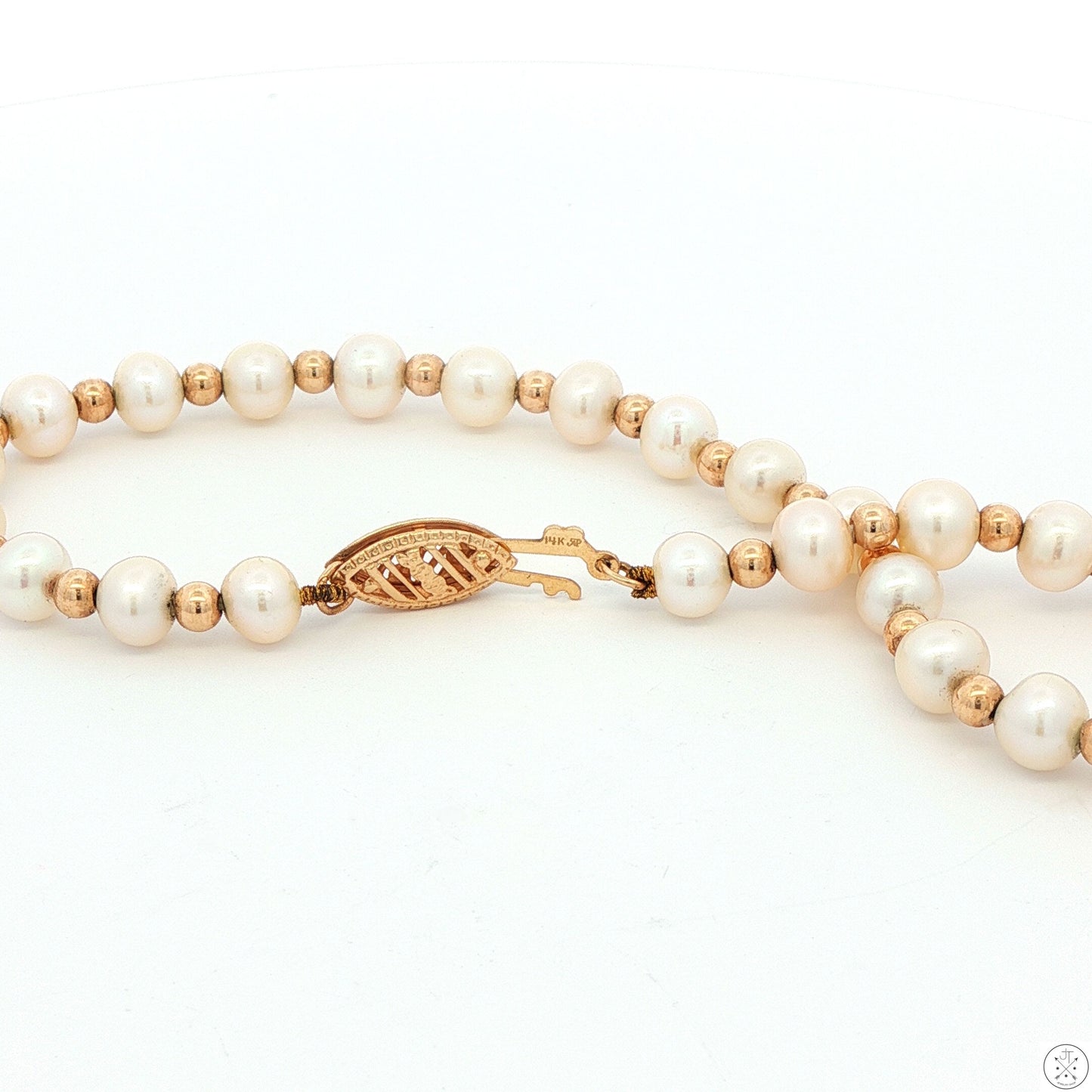 Vintage 14k Yellow Gold 8 Inch 5 mm Pearl Bracelet