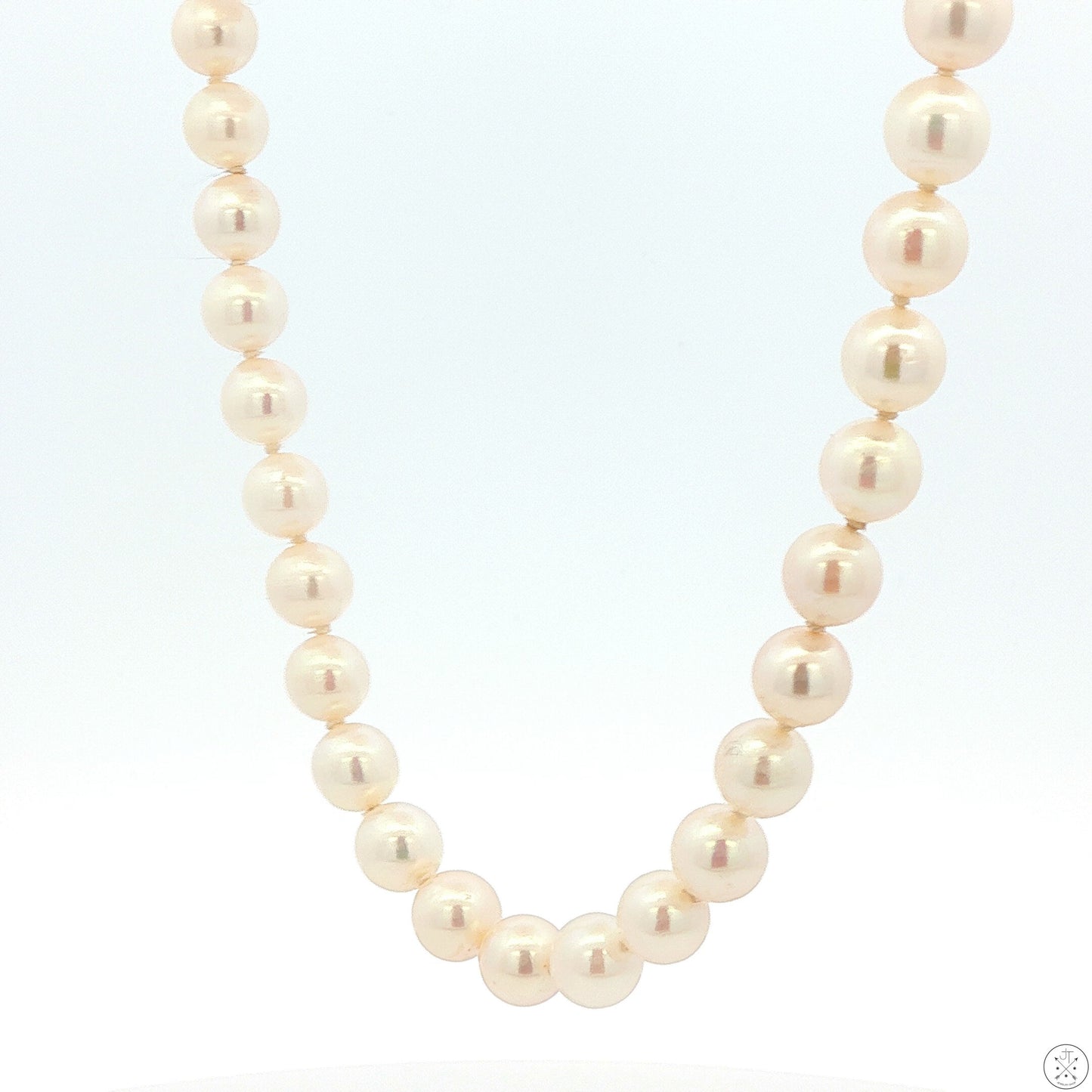 Vintage 14k Yellow Gold 24 Inch 6.5 mm Pearl Necklace