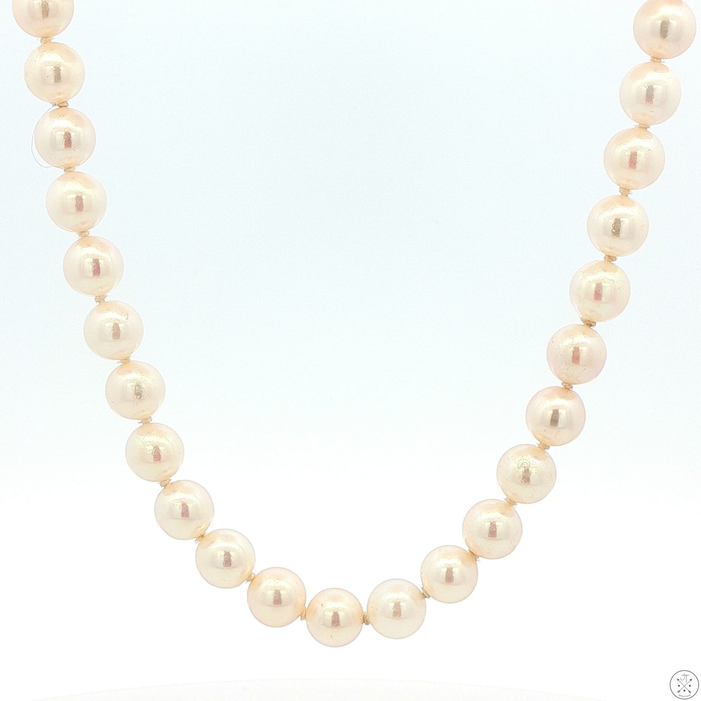 Vintage 14k Yellow Gold 24 Inch 6.5 mm Pearl Necklace