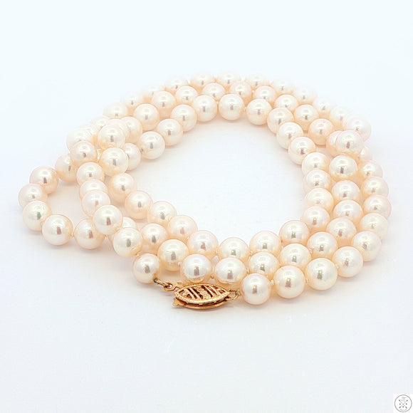 Vintage 14k Yellow Gold 8 Inch 5 mm Pearl Bracelet