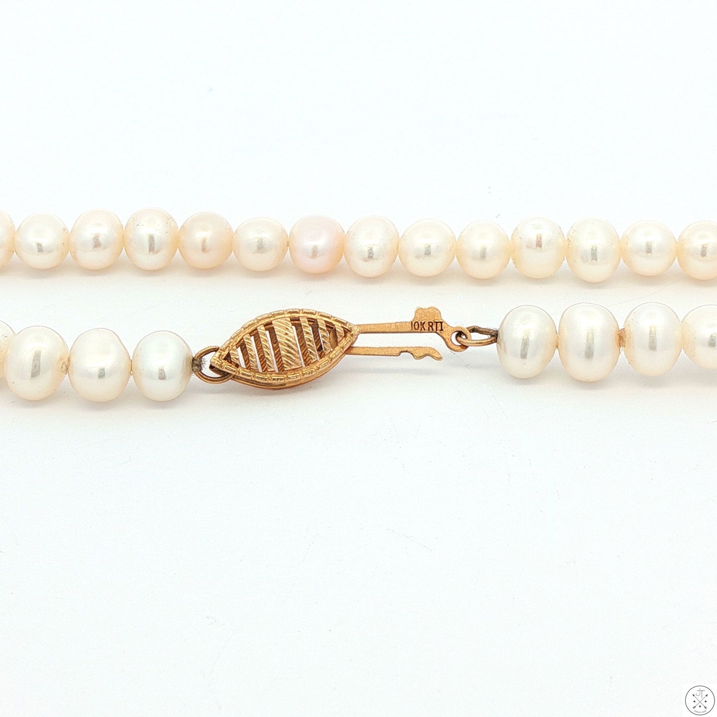 Vintage 10k Yellow Gold 7.75 Inch 5.5 mm Oval Pearl Bracelet