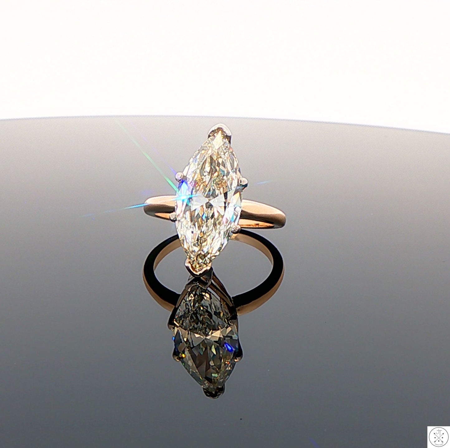 Vintage 14k Yellow Gold Solitaire Ring 3 Carat Natural Diamond Size 4.25 KSI2 Marquise Engagement Upgrade