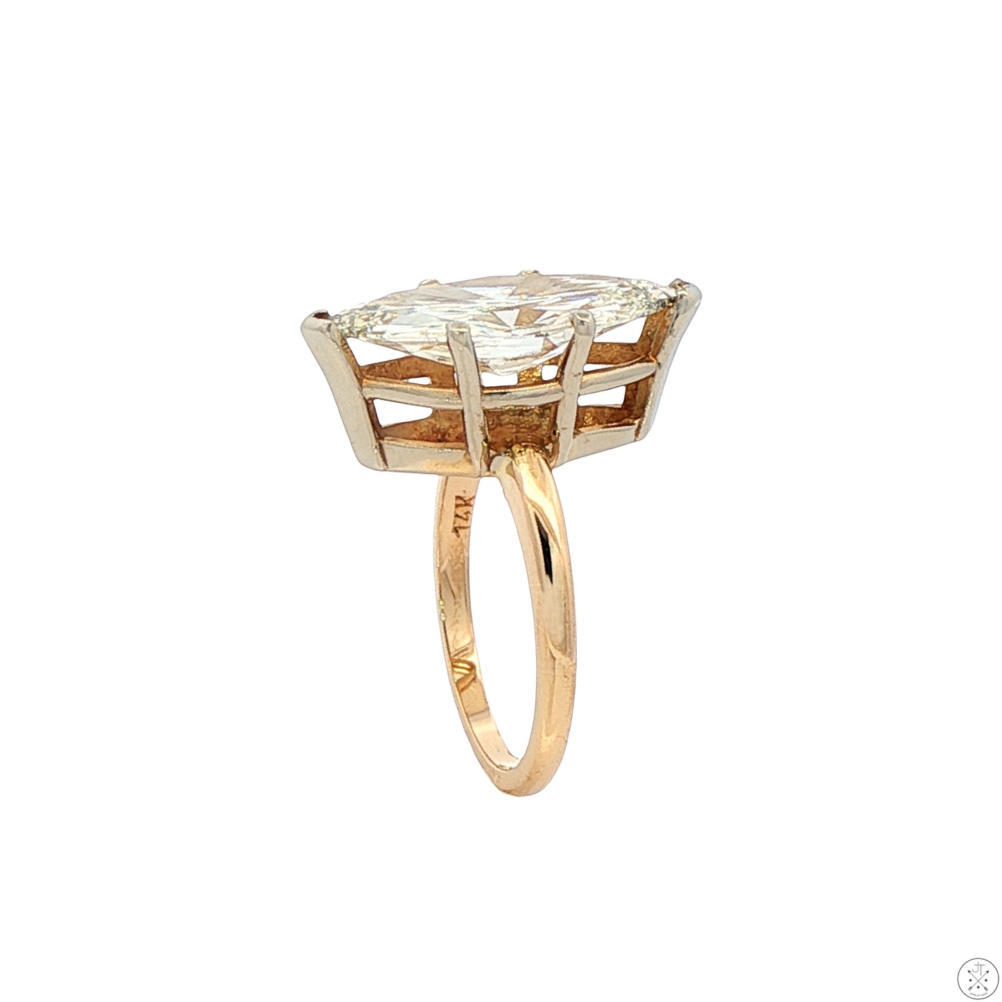 Vintage 14k Yellow Gold Solitaire Ring 3 Carat Natural Diamond Size 4.25 KSI2 Marquise Engagement Upgrade