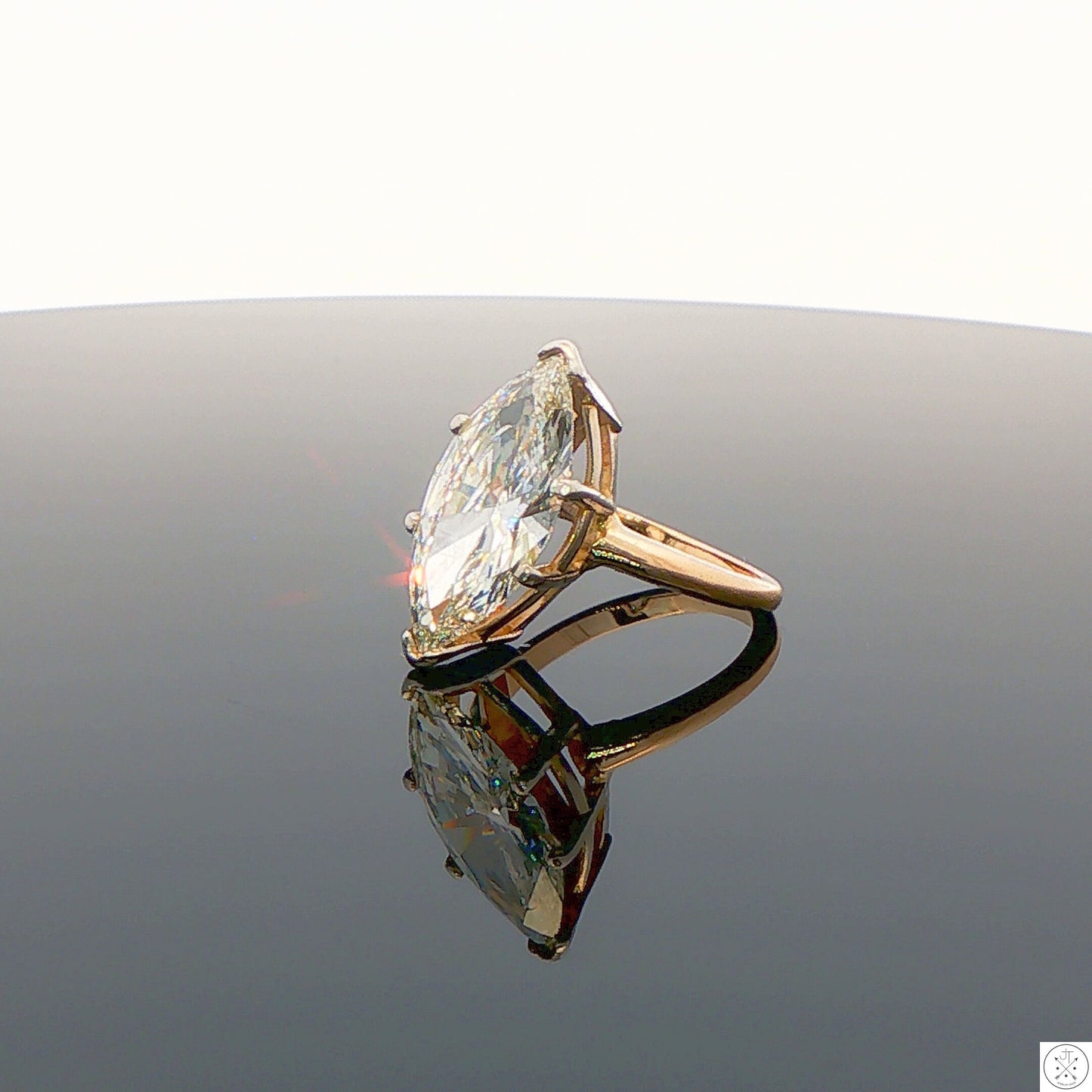 Vintage 14k Yellow Gold Solitaire Ring 3 Carat Natural Diamond Size 4.25 KSI2 Marquise Engagement Upgrade