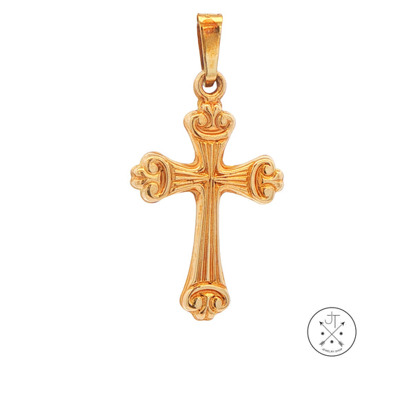 Antique 14k Yellow Gold Cross Pendant 1 Inch Vintage