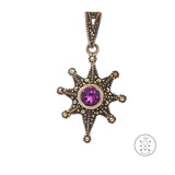 2001 LeVian Sterling Silver Pendant Natural Amethyst and Marcasite Grand Sample Star
