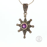 2001 LeVian Sterling Silver Pendant Natural Amethyst and Marcasite Grand Sample Star