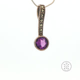 2001 LeVian Sterling Silver Pendant Natural Amethyst and Marcasite Grand Sample Large