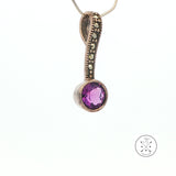 2001 LeVian Sterling Silver Pendant Natural Amethyst and Marcasite Grand Sample Large