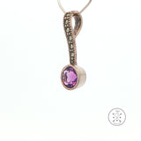 2001 LeVian Sterling Silver Pendant Natural Amethyst and Marcasite Grand Sample Large