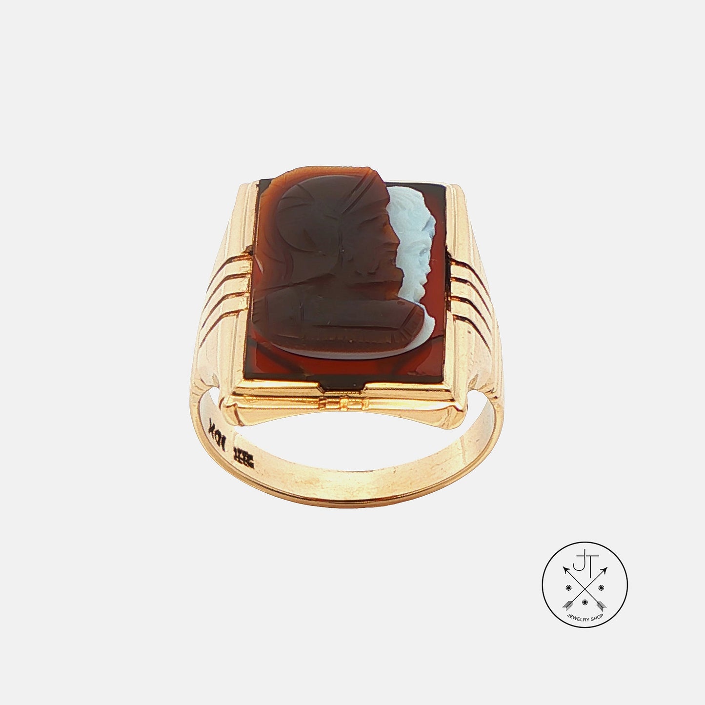 Vintage 10k Yellow Gold Cameo Ring Size 10 Estate Helm and Hahn