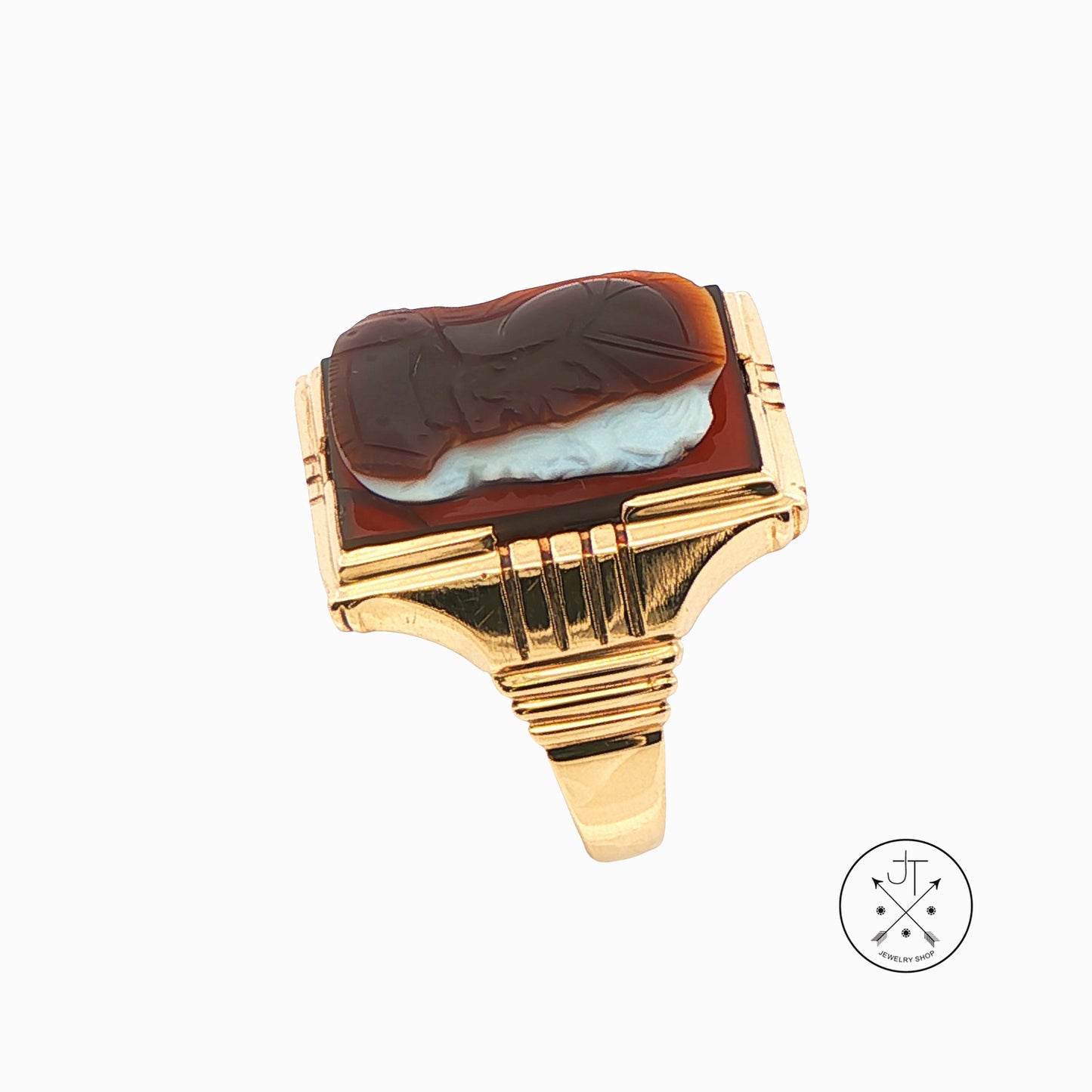 Vintage 10k Yellow Gold Cameo Ring Size 10 Estate Helm and Hahn