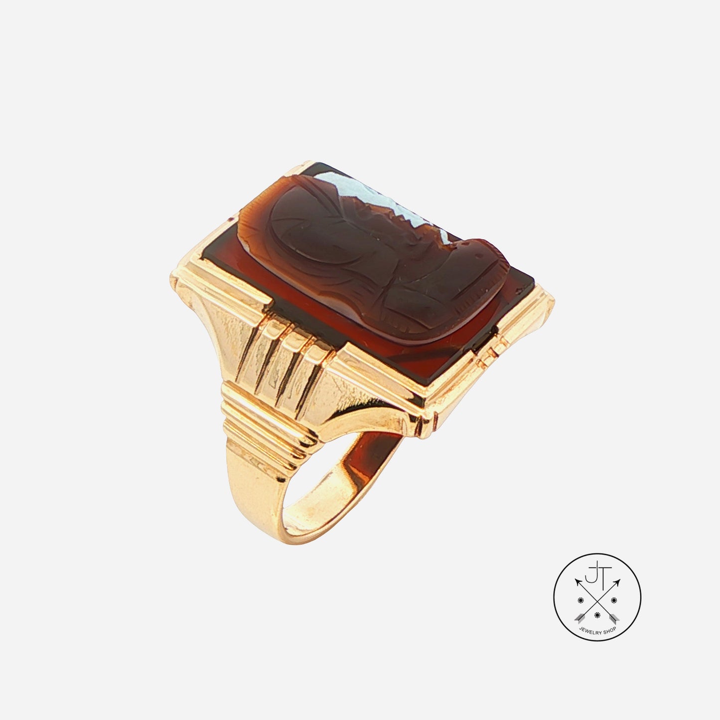 Vintage 10k Yellow Gold Cameo Ring Size 10 Estate Helm and Hahn