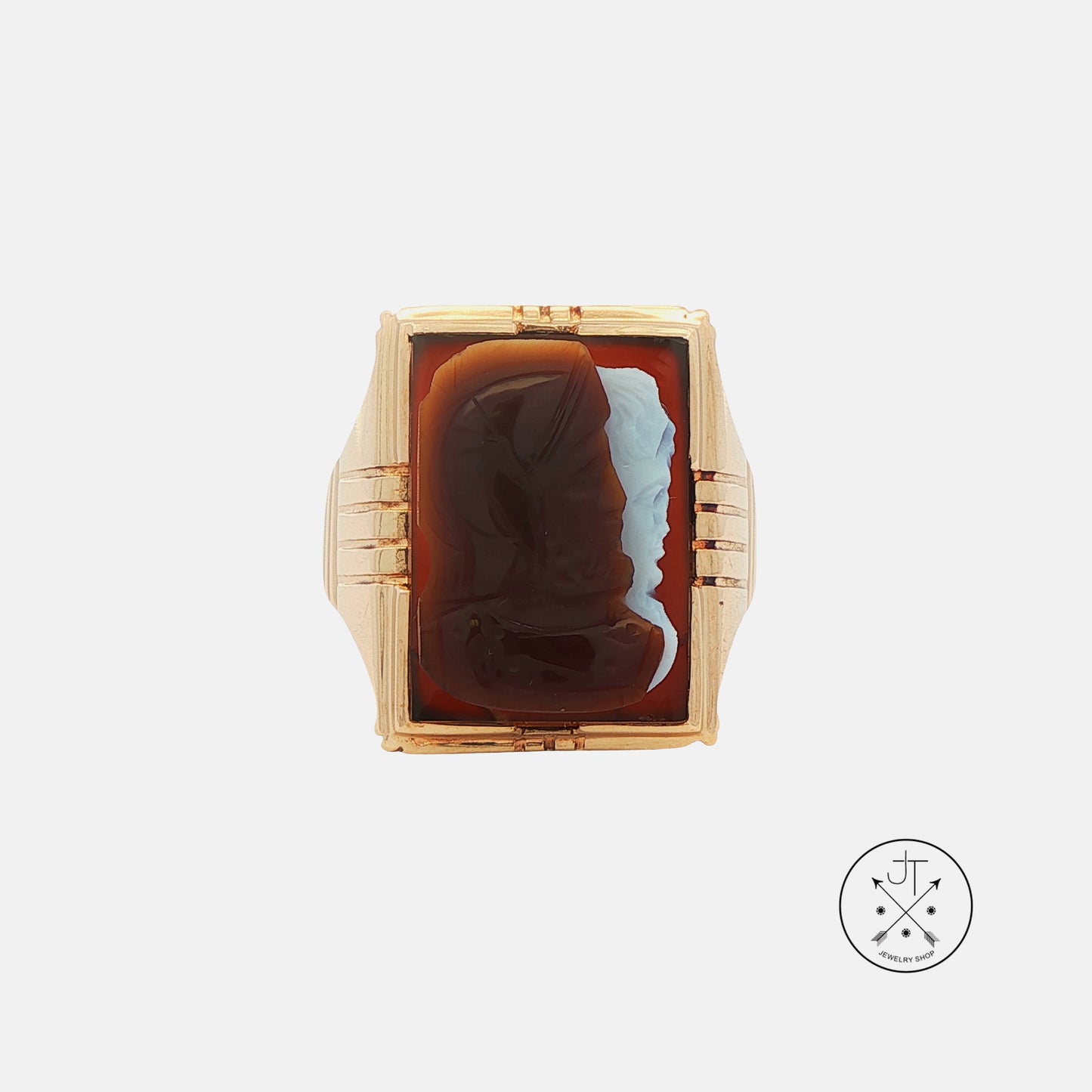 Vintage 10k Yellow Gold Cameo Ring Size 10 Estate Helm and Hahn