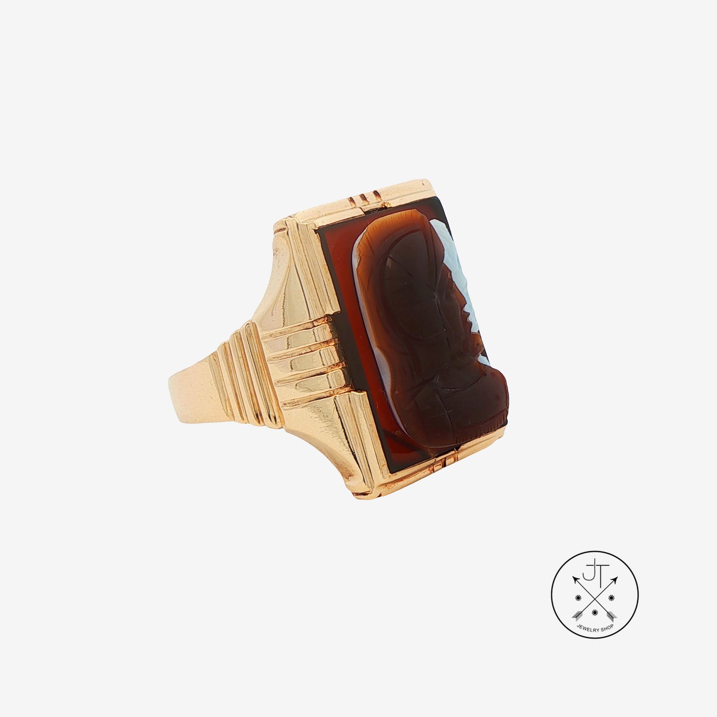 Vintage 10k Yellow Gold Cameo Ring Size 10 Estate Helm and Hahn